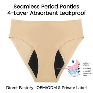 Ropa Interior Menstrual a Prueba de Fugas para <span class=keywords><strong>Mujer</strong></span>, Personalizada al por Mayor, 4 Capas Absorbentes, Talla Grande 3XL, Reutilizable, Sin Costuras - Product Image 1