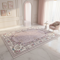 Tapis Turc Géométrique Doux et Tufté Rose Or 0099, Modèle Vintage Palais Royal, Tissé Plat, pour Salon