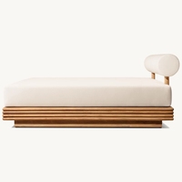 Ensemble de mobilier d'extérieur en bois massif, style très demandé en usine, chaise longue de luxe en teck pour patio, lit double de jardin pour hôtel et villa