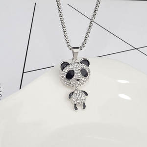 Модное женское ожерелье из нержавеющей стали с подвеской в виде панды, ювелирное изделие, не тускнеет, цепочка-бокс, ожерелье с цирконом, оптом - Product Image 1