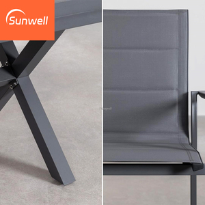 Ensemble de salle à manger extérieur moderne extensible, grande <span class=keywords><strong>table</strong></span> de patio en <span class=keywords><strong>aluminium</strong></span> 160-240 cm avec 8-<span class=keywords><strong>12</strong></span> chaises empilables pour fête de jardin - Product Image 4