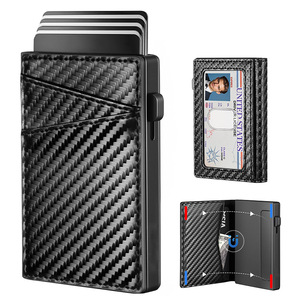 <b>Metal</b> Card Holder Compact Genuine Leather Anti-Theft <b>Wallet</b> For Men Credit Card Storage Vertical Bi-Fold Design - Product Image 5