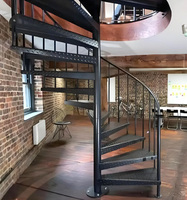 DIY Spiral-Treppenbausatz aus Eisen Metallstufen für Außenbereich Platzsparend Einfache Installation Vorgefertigt Anpassbare Höhe