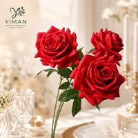 YM Hochwertige Seiden-Kunstblumen Realistische Handgefertigte Rote Rosen-Stiele mit Natürlichem Touch für Hochzeit Geburtstag Heim-Dekoration