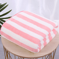 FF4314 Coral Fleece Non Pelucheux Doux Rayé Serviette De Bain Piscine Voyage Maison Salle De Bains Serviette De Bain Très Absorbant