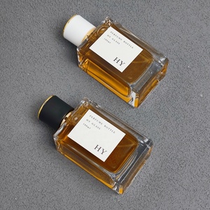 Bán Buôn 100Ml Đơn Giản Dày Hình Chữ Nhật Chai Nước Hoa Thủy Tinh Với Vàng Top Và Màu Đen/Trắng Vòng Cap Bơm Phun Niêm Phong Loại - Product Image 6