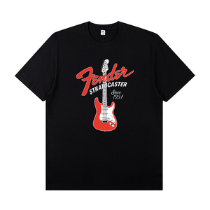 New Electric <b>Guitar</b> Printed Men's Cotton Short Sleeve Breathable Casual <b>T</b>-<b>shirt</b> 180g Youth Fashion Street Hip Hop Wholesale - Product Image 1