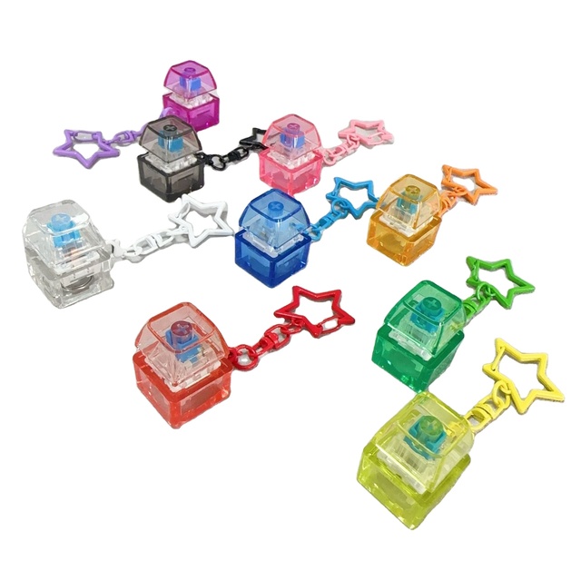 Custom Logo Fidget Clicker Keychain Plastic Keyboard Keycap with Stress Switches Unique Button Keycaps for Stress Relief