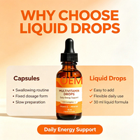Gouttes liquides multivitaminées GMP avec biotine, vitamine D3, vitamine B12, complément pour adultes et enfants, gouttes multivitaminées pour l'énergie et l'immunité