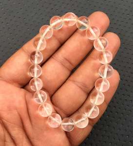 Beautiful Colorless Crystal Smooth Round Beads Handmade 6" Long <b>Bracelet</b> Wholesale Natural Clear Quartz Gemstone - Product Image 2
