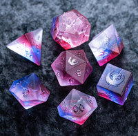 D & d rpg – dés à bords tranchants, gemmes en métal polyédriques, verre transparent, gemmes exquises, pierre d'obsidienne, dnd, gemmes