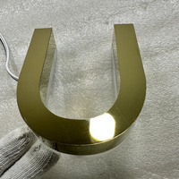 Alphabet d'éclairage LED d'extérieur personnalisé rétroéclairé en 3D, miroir couleur or, enseigne de lettres en acier inoxydable pour magasin de bijoux