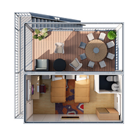 Appartement-hôtel à deux étages préfabriqué assemblé en usine Maison en conteneur préfabriquée 20 pieds 10 pieds Maison préfabriquée en conteneur avec balcon