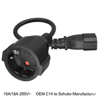Câble d'extension AC de haute qualité 10A 16A 250V C14 vers prise Euro CEE, usage industriel intensif intérieur et extérieur