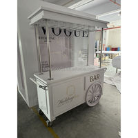 Chariot de bar mobile d'extérieur BJ250025-22 pour mariage, station de boissons portable, chariot à bonbons avec porte-verres à vin pour réceptions et fêtes