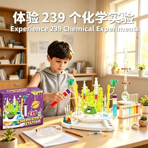 Kit d'expériences scientifiques en plastique avec 239 pièces d'équipement de laboratoire de chimie, jouet éducatif pour enfants de 7 à 12 ans - Product Image 1