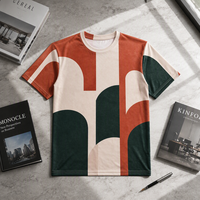 T-shirt à manches courtes pour homme, imprimé géométrique 3D, popeline, 100% polyester, séchage rapide, respirant, col rond, prêt à être expédié