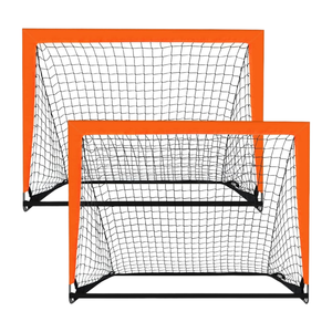 Lot de 2 Buts de Football Portables Orange pour Enfants, Pliables, pour Jardin, Intérieur et Extérieur - Product Image 1