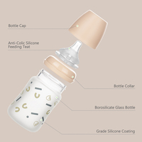 Nouveau modèle de biberon en verre sans BPA pour nouveau-né avec tétines en silicone anti-coliques de 0 à 12 mois