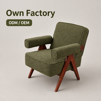 Fauteuil capitonné en bois massif de style américain rétro, nordique, Wabi-Sabi français, mobilier de luxe léger pour hôtel, club, maison, bar