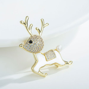 Muyu Elk Brooch Rhinestone Inlay Christmas Women's Fashion Lapel Pin Animal Shape Zinc Alloy Accessory - Product Image 2