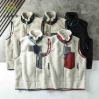 Gilet en peau de mouton doublé polaire chaud pour homme, personnalisé ODM, avec bordure contrastante, col montant, poches zippées, Chaleco Hombre, vêtement décontracté d'extérieur