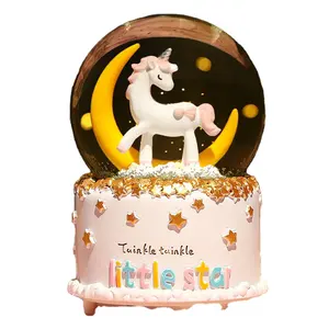 SOUVENIR Lovely Unicorn Music Snow Globe, Animal Whirligig Music Box, Birthday, Christmas, Gift for Girls