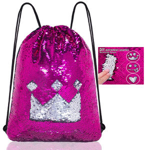 Großhandel Meerjungfrau reversible Pailletten Kordel zug Rucksack Weihnachts geschenk Party Tasche für Kinder Mädchen Geburtstag - Product Image 1