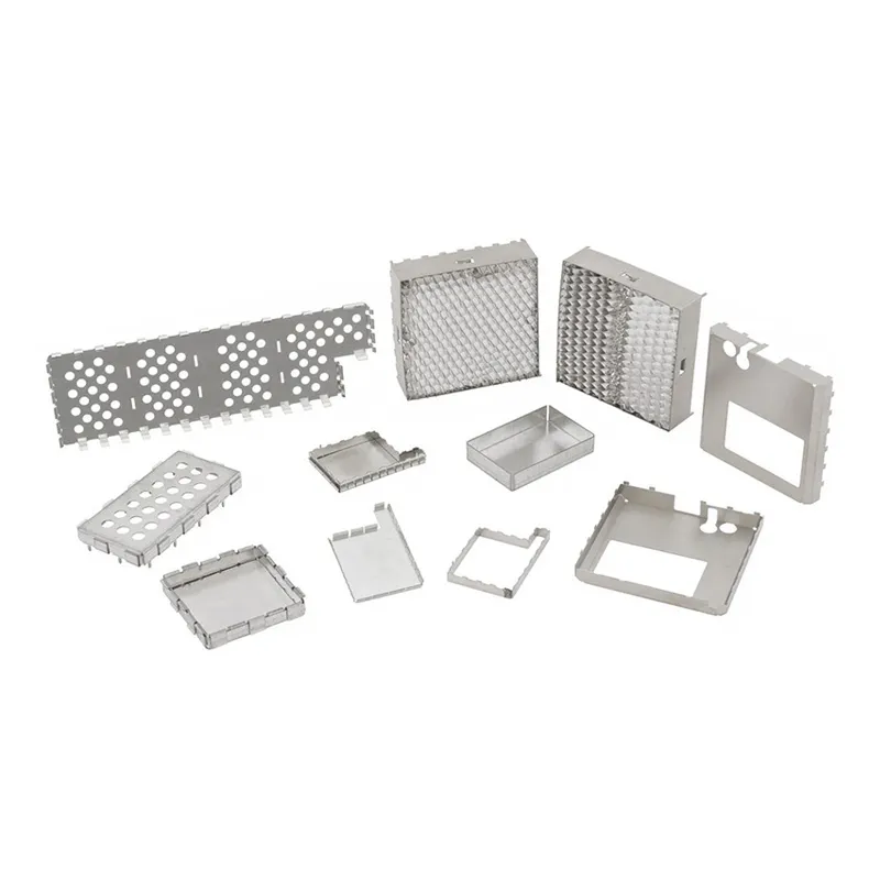 Carcasa de placa PCB de aluminio personalizada, piezas de estampado de acero, placa de componentes, cubierta de blindaje de nivel, escudo RFI EMI