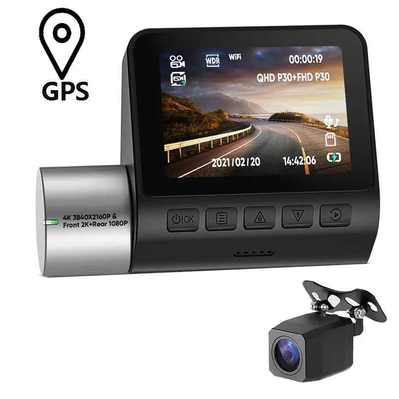 GPS WiFi 4K 2K 1080P NOVATEK App Contral Front and Rear Dash Cam Sony Sensor Vehicle Dual Lens Dash Cam Car Black Box
