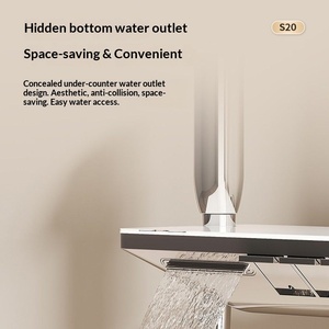 R&T S20 - Barra Deslizante de Pared para Ducha Cromada con Teclado Tipo Piano, Cuatro Salidas de Agua y Mesa de Almacenamiento de Vidrio Templado - Product Image 5