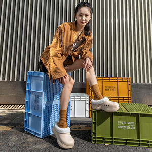 Femmes EVA fourrure enveloppé sabots semelle épaisse chaussures anti-dérapant bout rond hauteur augmenter en peluche sandales d'hiver pour dames - Product Image 3