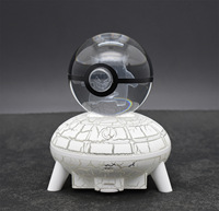 Nouveauté boule de cristal gravée 3D veilleuse avec image de dessin animé pour Noël Pika Kawaii boule de cristal de dessin animé japonais