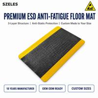 Tapis sur pied imperméable à bord jaune multi-tailles Tapis industriel doux en mousse éponge EPDM ESD Tapis de sol anti-fatigue