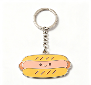 Custom Enamel Food Keychain <b>Cute</b> Hot Dog <b>Keyring</b> Metal Pendant Lightweight Souvenir Gift - Product Image 2