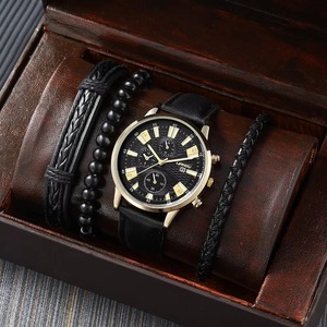 Drioshipping Montre Homme de Luxe avec Bracelet, Ensemble Cadeau Montre-Bracelet à Quartz en Cuir Marron Tendance pour Hommes, Relogio Masculino - Product Image 3