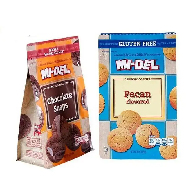 Preço fábrica Personalizado Food Grade Cheiro Prova Flat Bottom Zipper Biscoitos Cookies Embalagem Saco