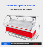 Vitrina Refrigerada Comercial Marrón de Una Sola Temperatura con Puerta de Vidrio LED y Enfriamiento Directo para Exhibición de Carne Fresca en Supermercados