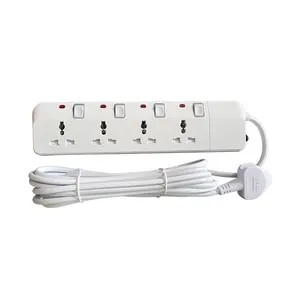 4 Way Multi Socket Plug Extension Lead Universal