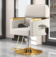 Chaise de coiffeur réglable en hauteur hydraulique en cuir synthétique pour femmes, salon de beauté, salon de coiffure, base en métal, siège confortable