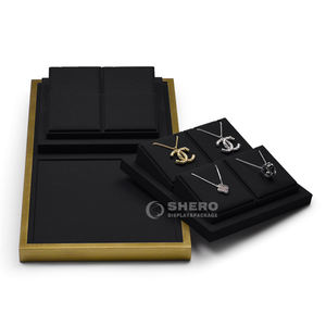 Support de présentation de bijoux en velours microfibre de luxe avec logo personnalisé, ensemble de plateau de buste pour vitrine - Product Image 2