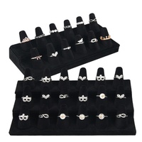 Support de bague en velours noir moderne double couche pour présentoir de bijoux