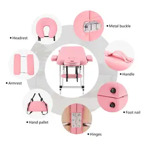 Direct Manufacturer's Sale Of Pink Tattoo Massage Table Adjustable Height Mobile Spa Bed Second-Hand Massage Tables Beds