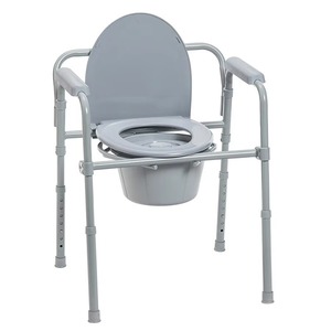 Shower Commode <b>Chair</b> With Backrest Portable Aluminum Commode Toilet <b>Chairs</b> With Bucket For Elderly - Product Image 1