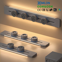 Tira de Luz LED XIMLON Industrial Moderna con Sensor de Movimiento Integrado y 4 Tomas de Corriente para Oficina, Dormitorio y Cocina