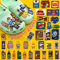Nouvelle Collection de Breloques pour Chaussures en PVC 2D Série Australie, Vente en Gros, Personnalisables, Motifs Kangourou, Boissons et Snacks Variés, pour Sabots, en Vrac