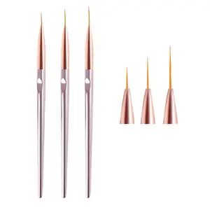 Wholesale 3pcs New Champagne Japanese Style Nail Art Brush Painted Liner Drawing Brush Laser Non -Slip Pen Pole Manicure Tools
