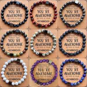 Natural Stone <b>Bracelet</b> Colorful Glass Beaded <b>Healing</b> Jewelry Seamless Influencer Choice Item Engraved Logo - Product Image 2