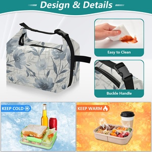 Bolsa de almuerzo con diseño de peonía azul personalizado de Hawaii Tropical, bolsa con aislamiento térmico para pícnic escolar al aire libre - Product Image 4