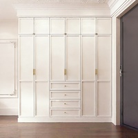 Armoire de style français de luxe léger couleur crème + Coiffeuse intégrée sur mesure